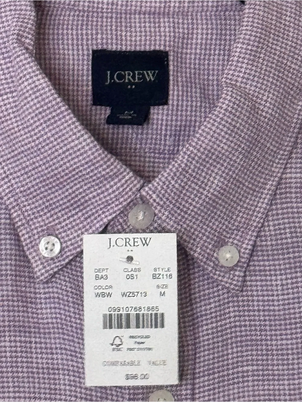 J crew purple plaid shirt size men’s medium brand new with tags